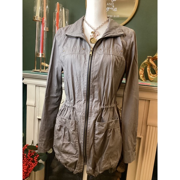 Express Jackets & Blazers - Express Utility Field Jacket Small‎ Grey Drawstring Waist Full Zip Cargo